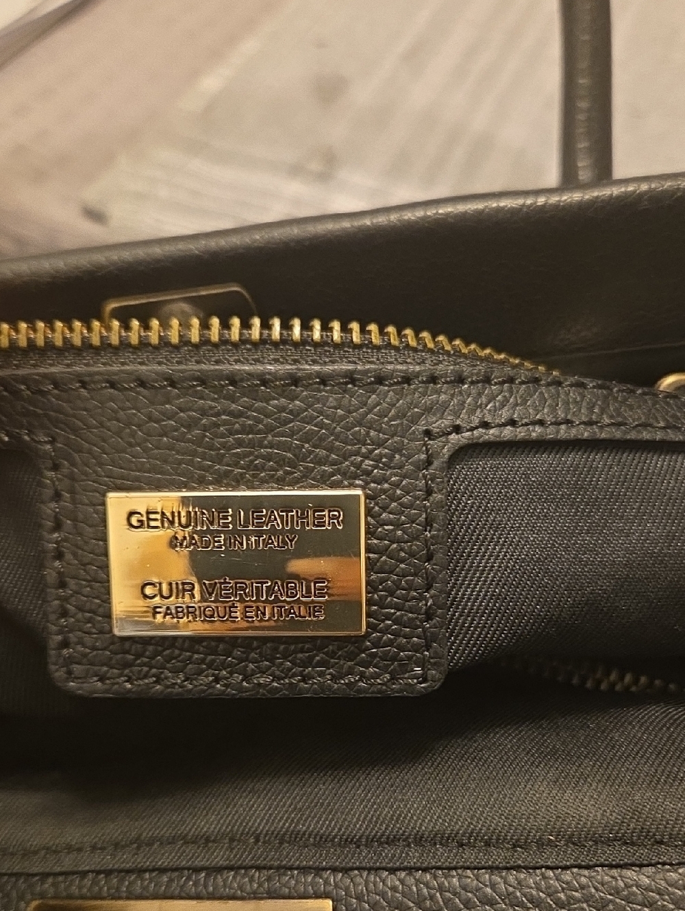Black Leather Top-Handle Women's Bag with Gold Hardware - Picture 9 of 9